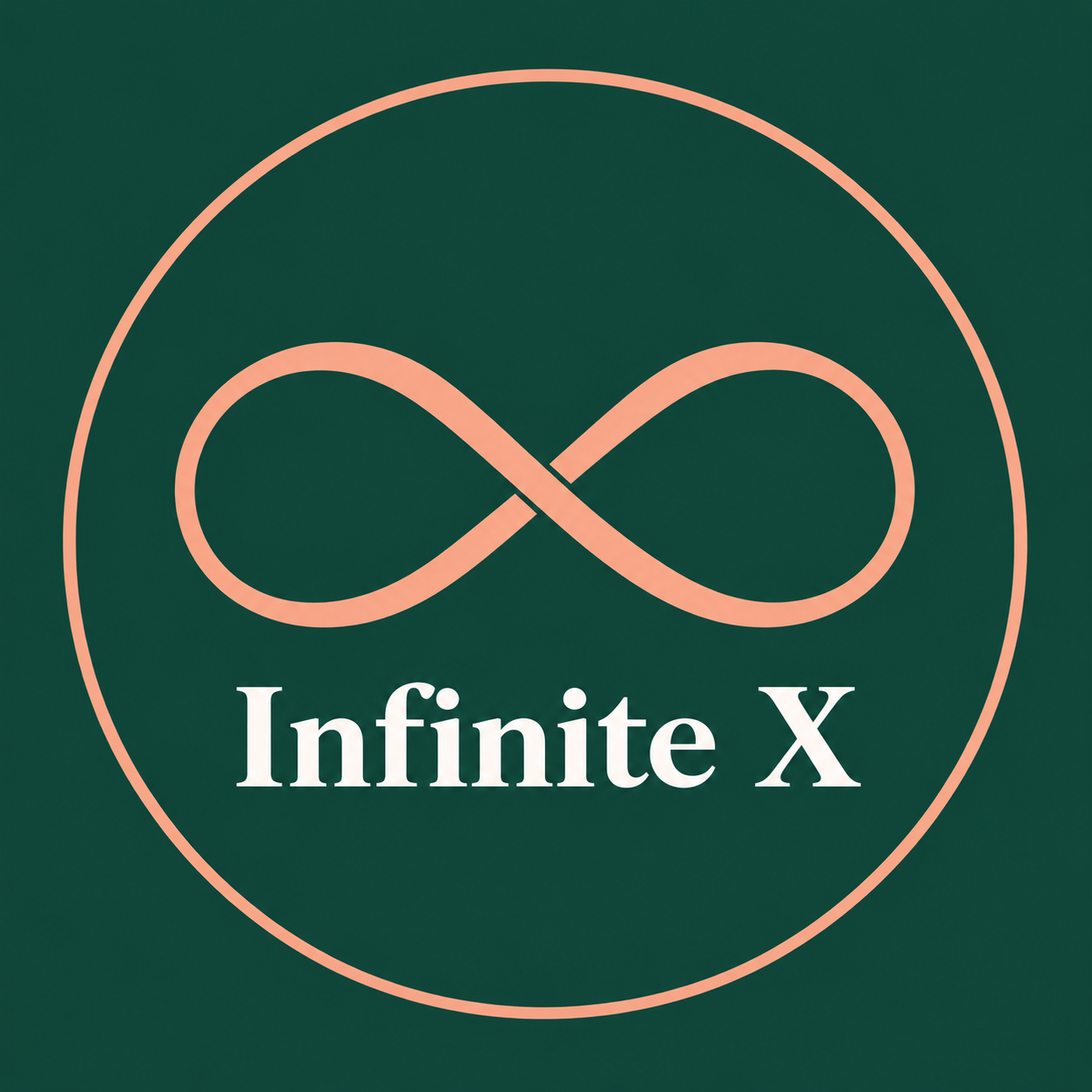Infinite X peach infinity emblem on forest green